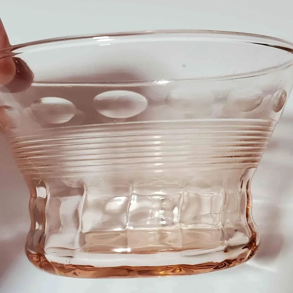 2 Pink Depression Glass Dessert Cups Vintage